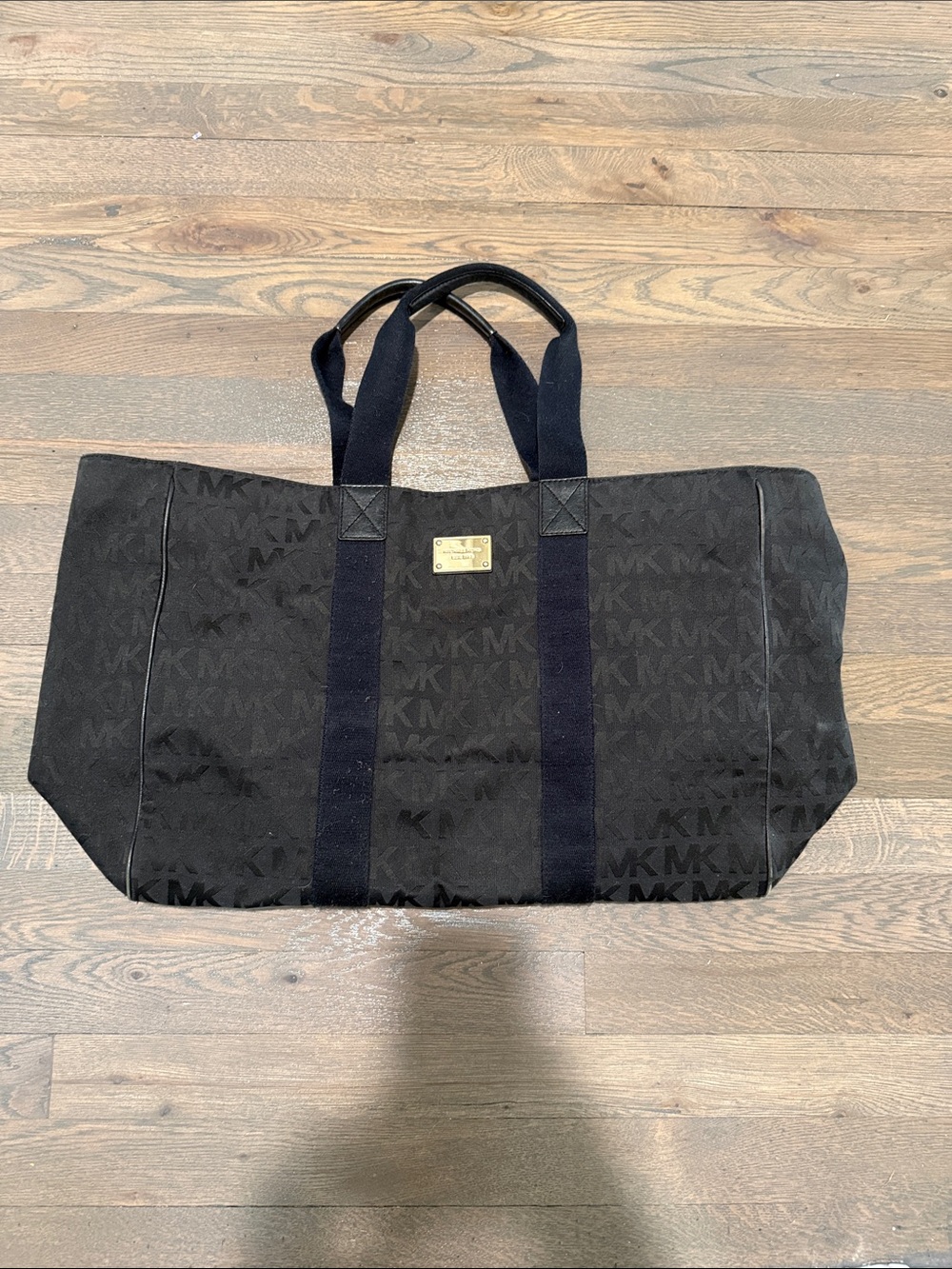 Michael Kors Black Logo Canvas Weekend Tote